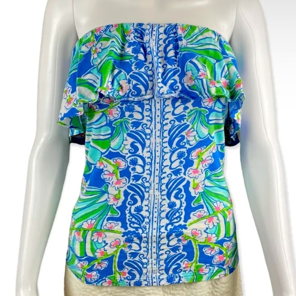 Lilly Pulitzer Wiley Tube Top Mermaids spring preppy boho designer ruffle